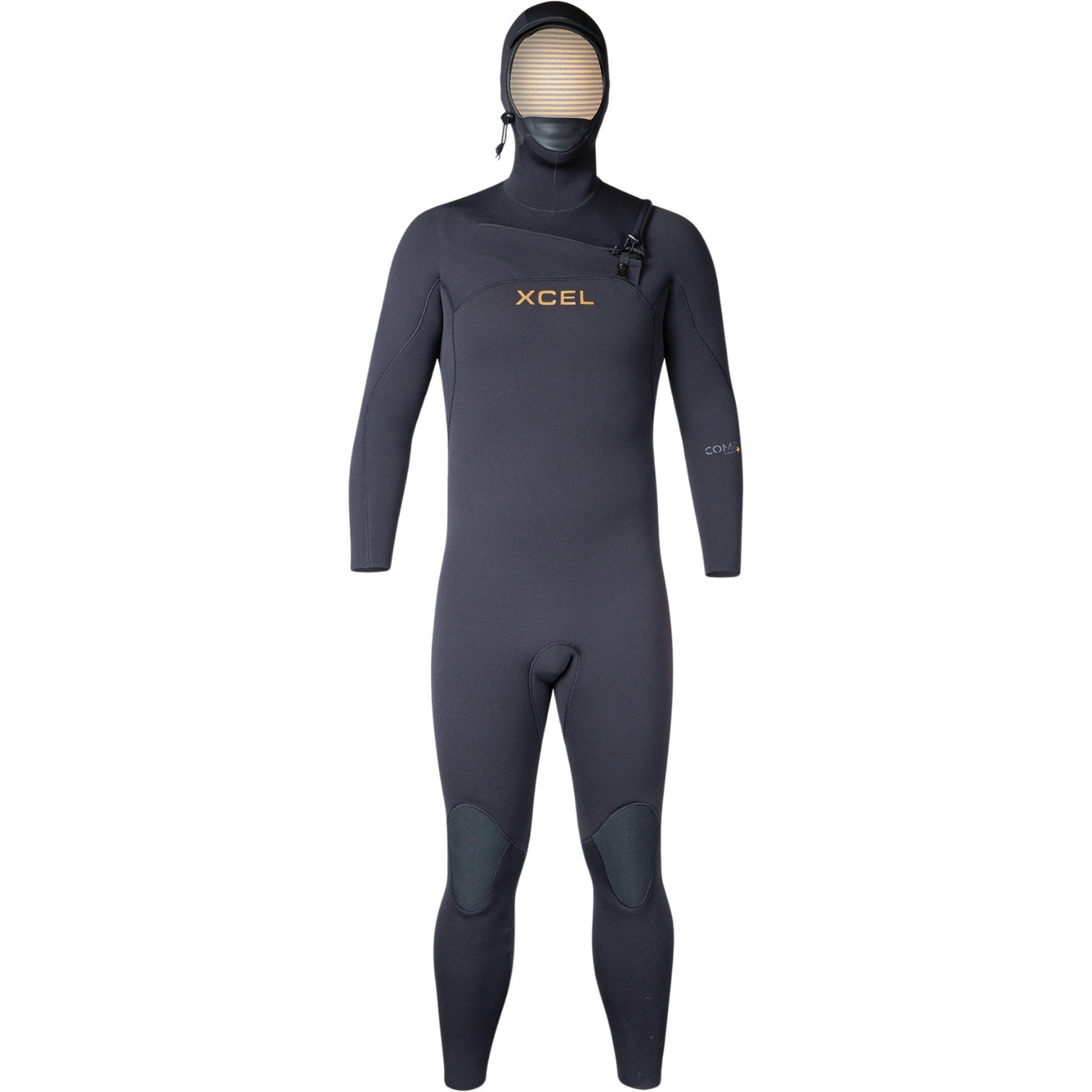 2026 Xcel Heren Comp + 5/4mm Met Capuchon Borst Ritssluiting Wetsuit MN54CPH4 - Black